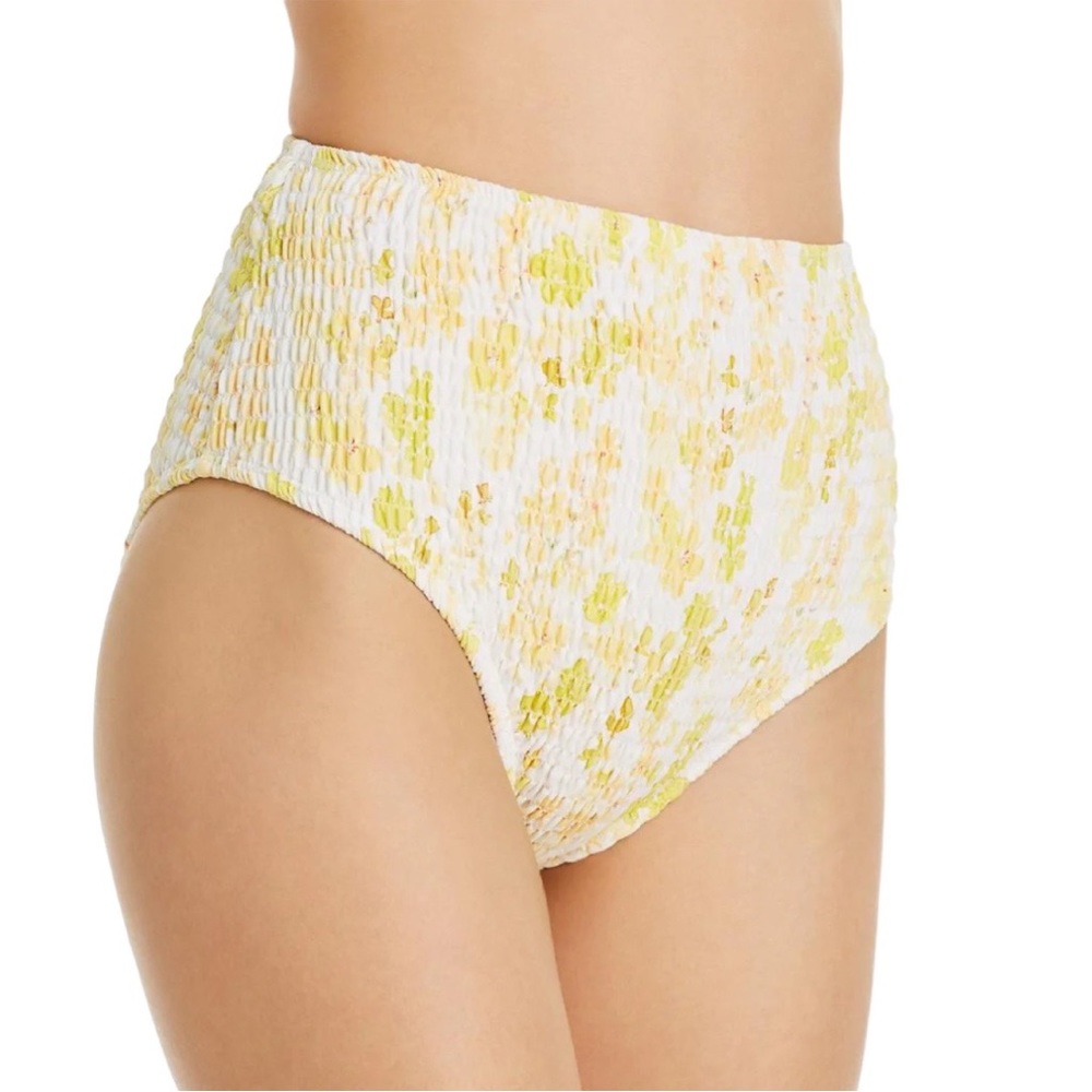 Charlie Holiday Floral Smocked High Waisted Bikini Bottoms